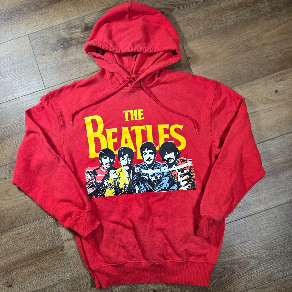 The Beatles Hoodie Mens XS Red 2022 Apple Corps Band Graphic Pullover
